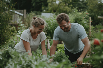 Fototapeta premium young couple in the garden
