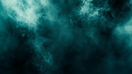 Fototapeta premium Teal smoke swirls, dark background, design