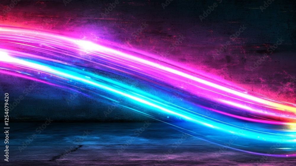 Aufkleber 3d render featuring an abstract background adorned with curvy neon lines