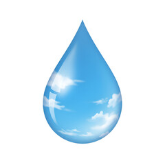 Water Drop with Blue Sky Reflection