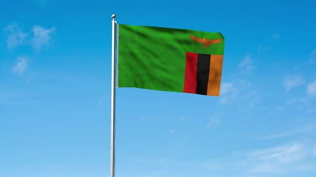 High detailed flag of Zambia. National Zambia flag. Africa. 3D Render.