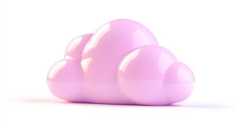 Obraz premium Pink cloud icon, digital storage, white background, website design