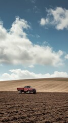 Naklejka premium A lone truck in a barren landscape symbolizes the lack of turkey feed from crop failures