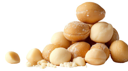 macadamia nuts in a pile, isolated, transparent, png, background, cutout
