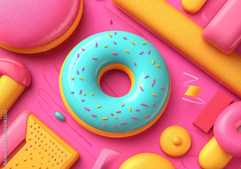Poster dynamic line banner with a colorful gradient circle as the presentation background