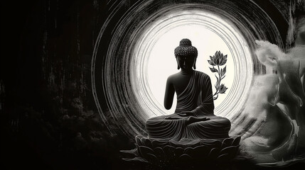 illustration of a majestic huge buddha.