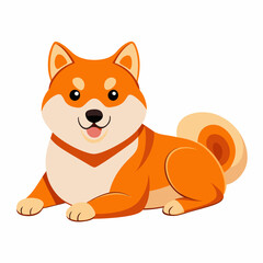 shiba inu dog isolated on white, Color vector illustration. Pet animal, Cartoon Vector 