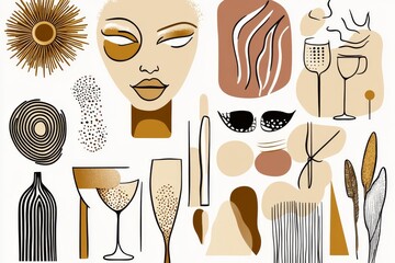 Modern digital artwork with vibrant and playful stamp designs, dynamic and imaginative composition, striking visual impact, lively and cheerful atmosphere