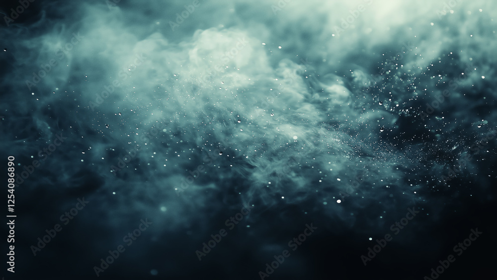 Fototapete A blue sky with smoke and clouds. The sky is filled with smoke and clouds, creating a hazy and mysterious atmosphere