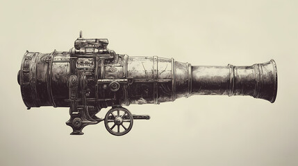 Vintage cannon: a powerful symbol of warfare. Ancient War Machines. Illustration