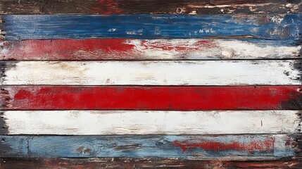 Rustic Weathered Wooden Planks Red White Blue Patina Distressed Vintage Background Texture American Flag Colors Shabby Chic Style Perfect for Design  