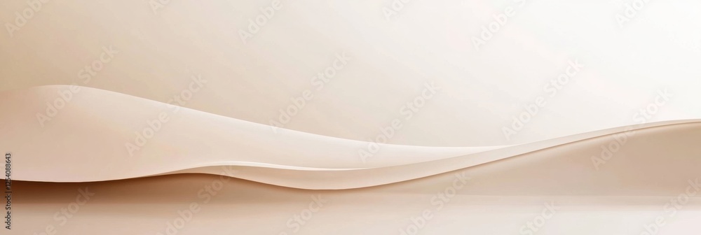 Poster Minimalistic smooth waves of soft beige color showcasing elegance and simplicity in design. Generative AI