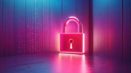 A glowing padlock against a colorful background, symbolizing security and protection.