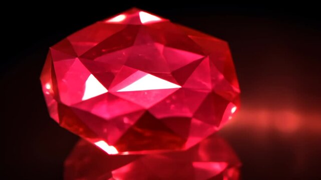 Close-Up of a Shiny Red Ruby Gemstone with Brilliant Facets