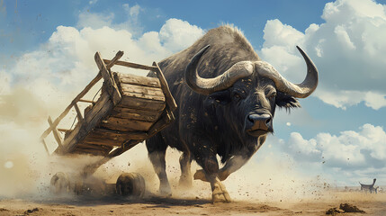 Ancient war machine redefined: a wildlife photographer captures a buffalo's ingenious catapult, a stunning natural marvel. Ancient War Machines. Illustration