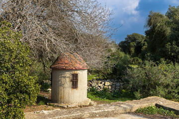 Mount Tabor, Israel: remains of ancient fortifications and the ruined church.