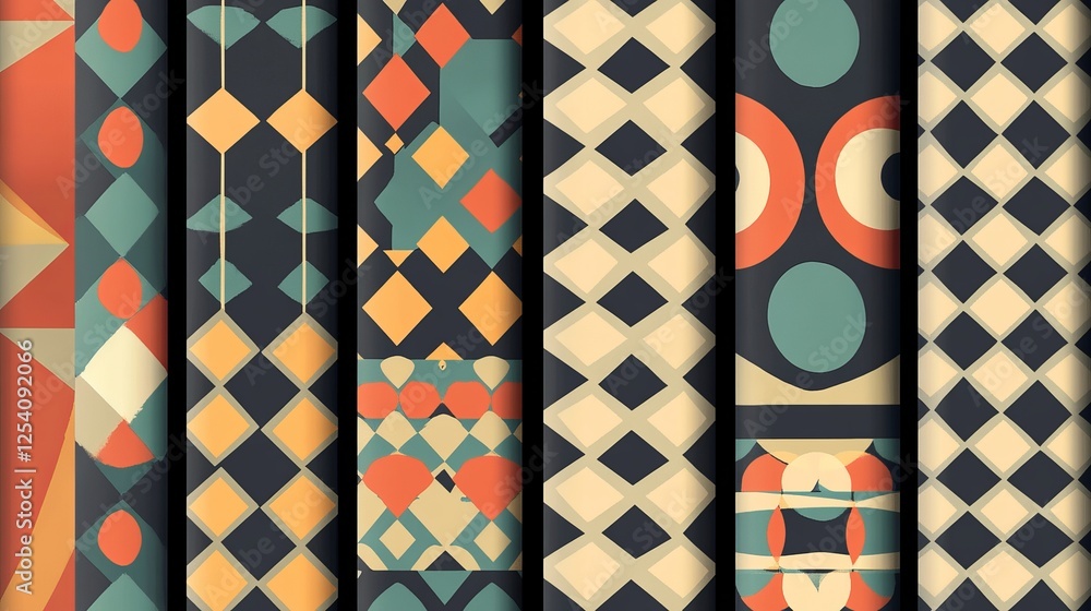 Poster abstract geometric seamless patterns design set retro vintage style elegant modern background textur