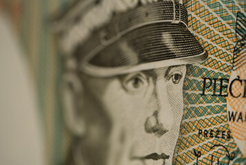 Close up of Banknote for backgrounds poland Banknote