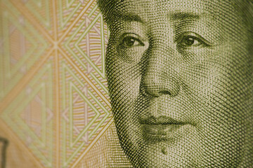 Close up of Banknote for backgrounds china Banknote Mao