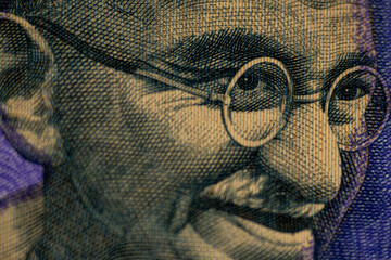 Close up of Banknote for backgrounds India Banknote Mahatma Gandhi