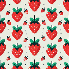 Strawberries in a Row Background Print in Vector