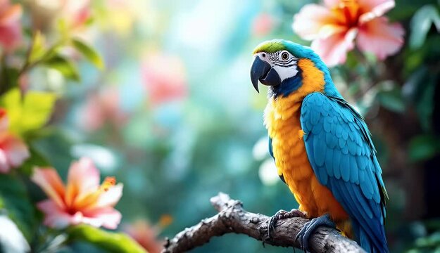 Blue-and-gold Macaw in Vibrant Tropical Paradise