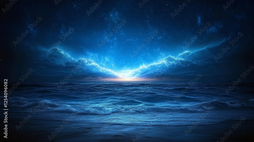 Poster the design includes a blue background with a digital signature enhanced by wave particles, a sparkle