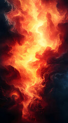 Fototapeta premium <Vivid Abstract Art: Colorful Chaotic Background with Fiery Glow and Atmospheric Spiral Patterns>