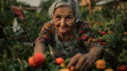 senior woman with apples