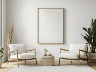 Minimalist seating area with modern chairs and neutral decor