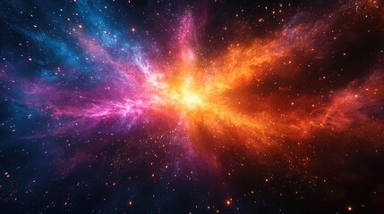 A vibrant cosmic scene depicting colorful nebulae and stars in deep space.