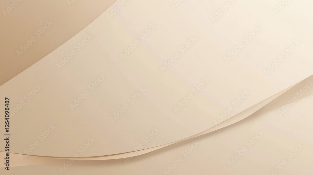 Poster Minimalistic design featuring soft curves and a solid color background with a thin line at the bottom. Generative AI