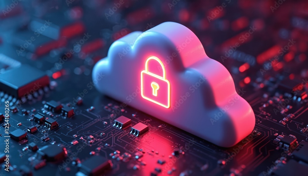 Aufkleber illustration of cloud security services. stylized cloud icon with secure padlock symbol represents d