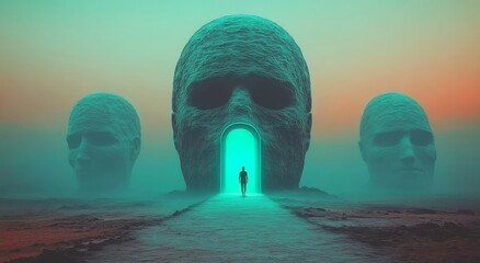 An artwork that combines nature, freedom, dreams, success, the brain, and hope, with ambition and ideas as the central theme, featuring a surreal painting of a man feeling happiness in a