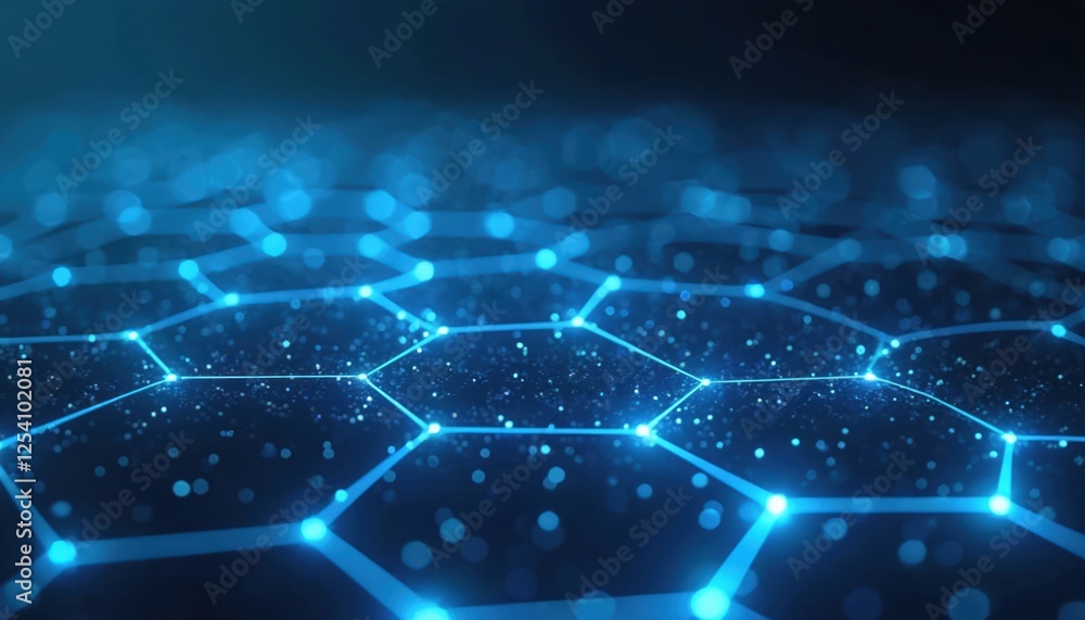 Poster abstract blue hexagon pattern with glowing lines. futuristic tech background. digital geometric desi