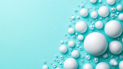 White spheres, teal backdrop, abstract design, product background