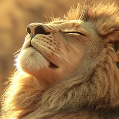 Fototapeta premium A hyper-realistic illustration capturing a lion in his breathtaking glory