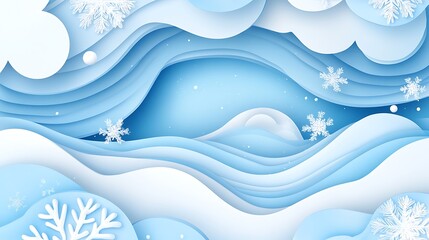 Winter wonderland paper art, snowy landscape