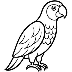 Obraz premium Parrot Illustration: Black and White Bird Drawing