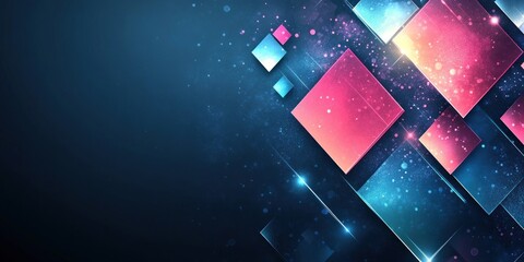 Abstract Background With Glowing Pink And Blue Squares