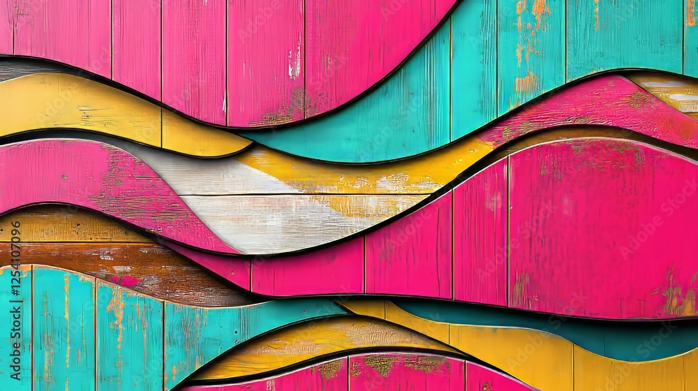 Poster colorful shapes on an abstract canvas give the impression of depth