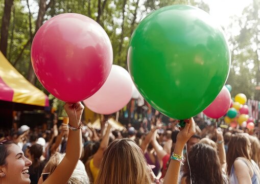 Festive celebration outdoor park event photography lively atmosphere crowd perspective joyous vibes
