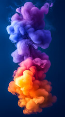 Obraz premium Colorful Smoke Abstract Background: Purple and Orange Vapor Clouds with Artistic Effect and Dynamic Shapes in Psychedelic Art