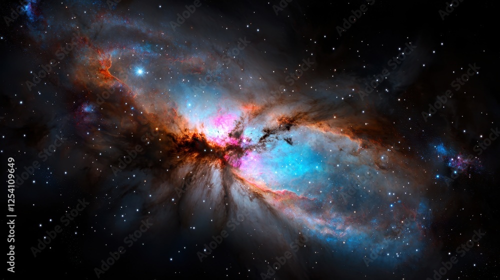 Canvas Prints a colorful nebula in space with a blue and orange swirl