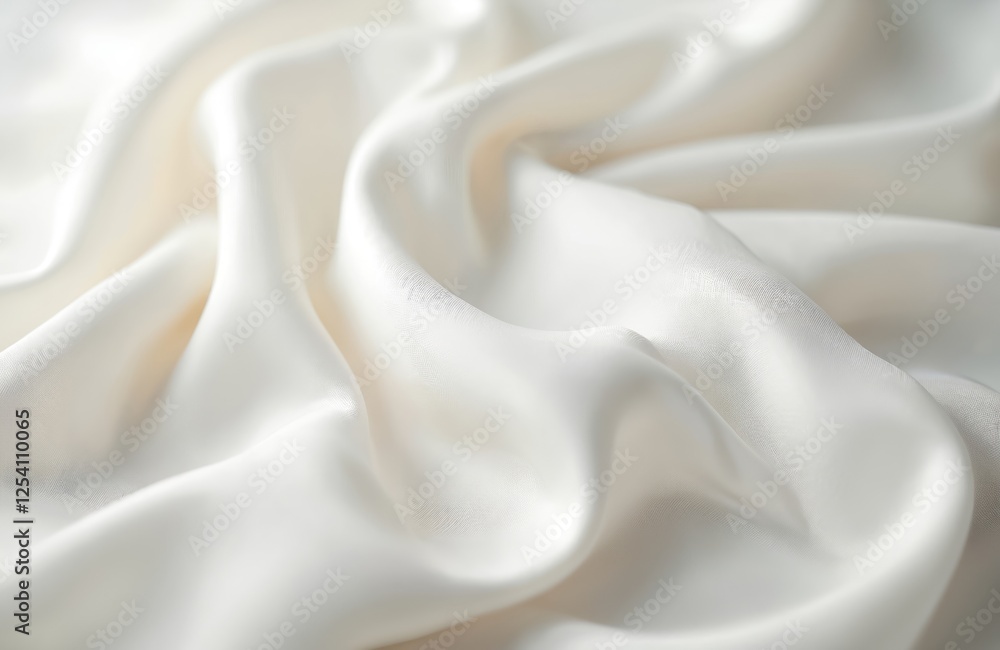 Poster silky smooth white cloth folds create soft elegant waves. luxurious silk fabric texture, smooth and 