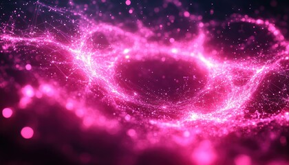 Obraz premium Abstract Pink Particle Network Glowing Design