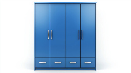 modern blue cabinet wardrobe  isolated on white background , Closet furniture with doors and drawers
