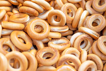 hot thin bagels croissants like biscuits in a home bakery