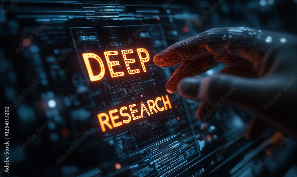 Poster advanced ai technology interface for comprehensive deep research analysis in finance science and eng