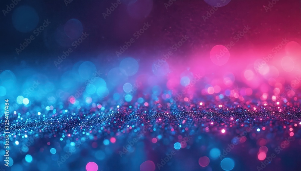 Aufkleber vibrant neon glitter background with grain texture. defocused sparkles, bokeh glow. fluorescent blue